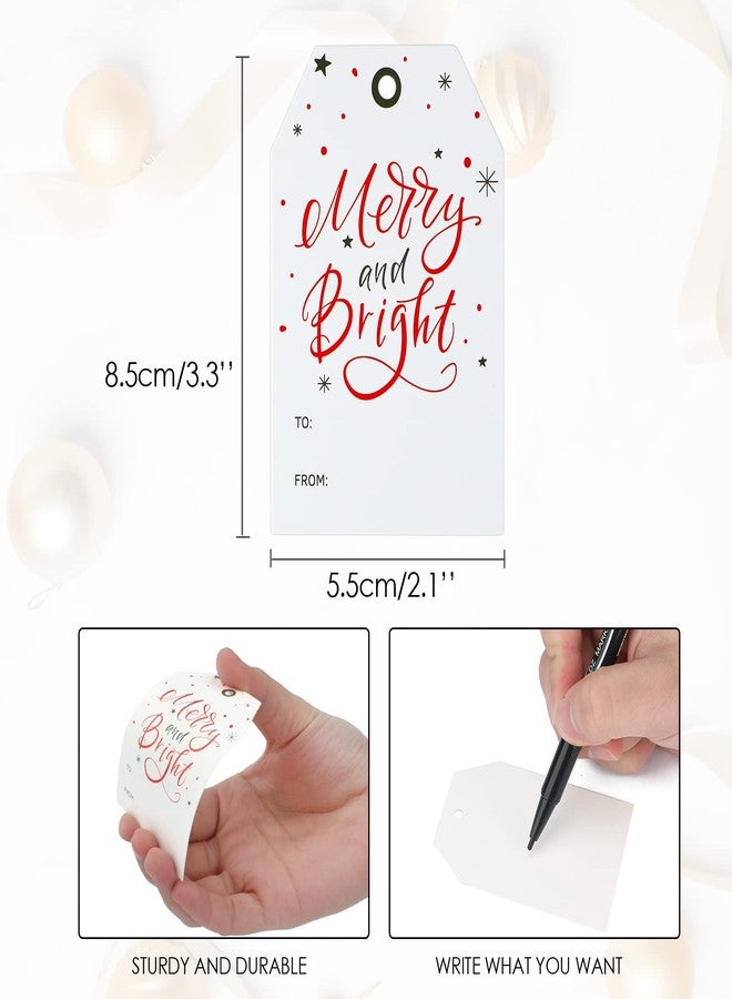 KINGLAKE Christmas Gift Tags with String,Merry and Bright Christmas Paper Tags for Gift Wrapping,Holiday Present Wrap for Holiday and Celebrations - Image 3
